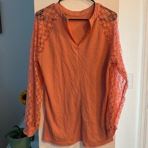 Long-sleeve, cutout, zip, dress blouse.